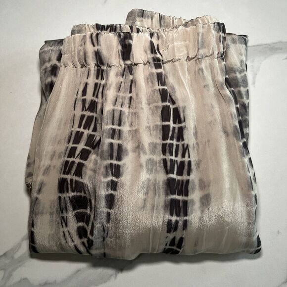 Womens CHICOS 1 Brown Black and Beige Tie Dye Fringed Skirt Pull On Sz Small NWT - Picture 9 of 9